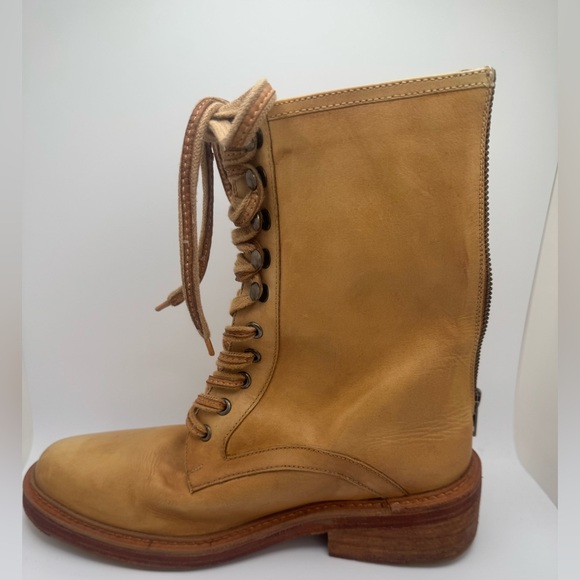 FREE PEOPLE SANTA FE Tan Leather Lace-Up Combat Boots 39 US 8.5 - Picture 16 of 16